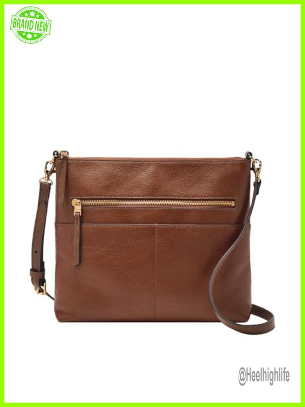 Fossil Fiona LiteHide Leather Small Flap Crossbody Bag Adjustable Strap